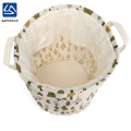 Custom foldable fabric round basket bag laundry bag for home use